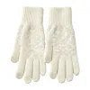 Off-white knitted gloves for women, warm and anti-slip, fingertip touch screen, autumn and winter style Item Picture